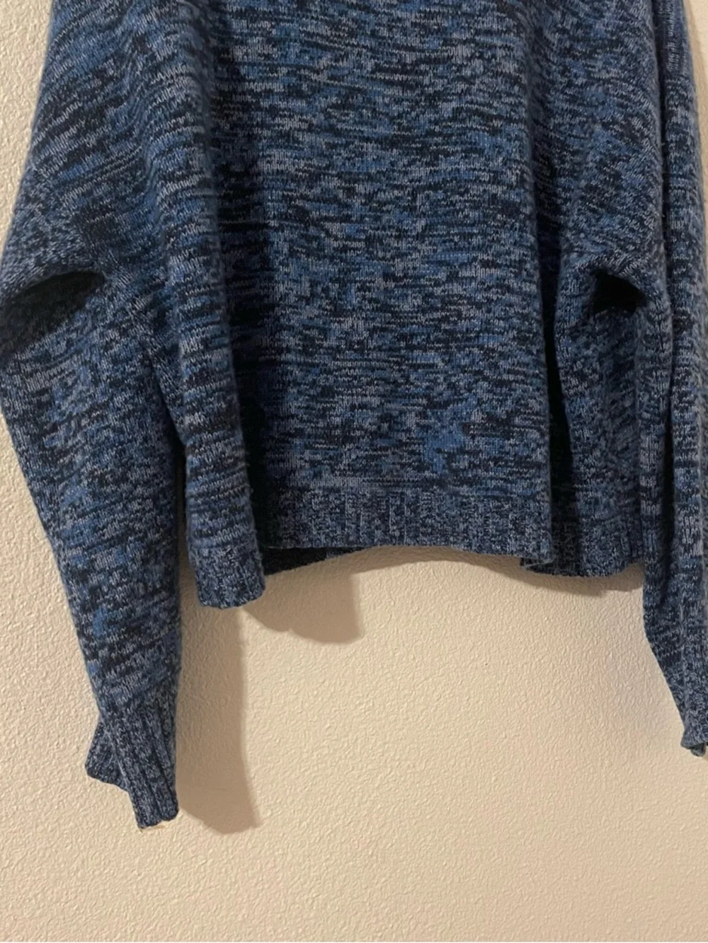 J. Crew 100% Cashmere Women’s XL Blue Marled Button-Shoulder Crewneck Sweater